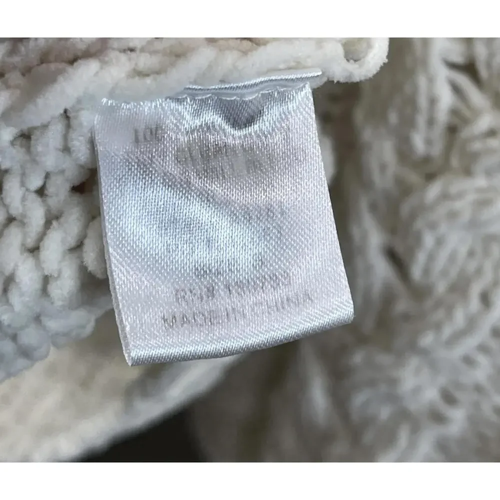 UMGEE Sweater S Oversized Chenile Cable Knit  Pullover Ivory Beige Chunky